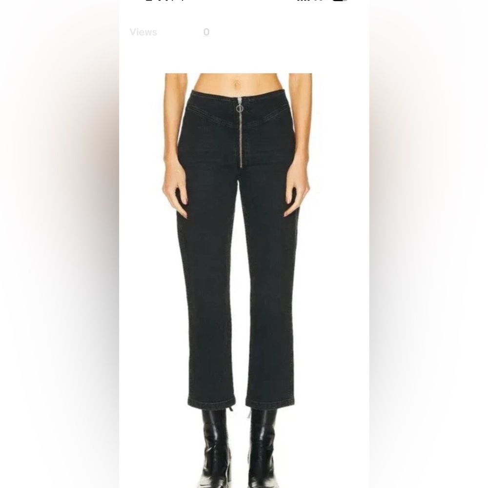 Frame The Zip Up Jean Women Size 29 Lunar Black Crop Stretch High Rise